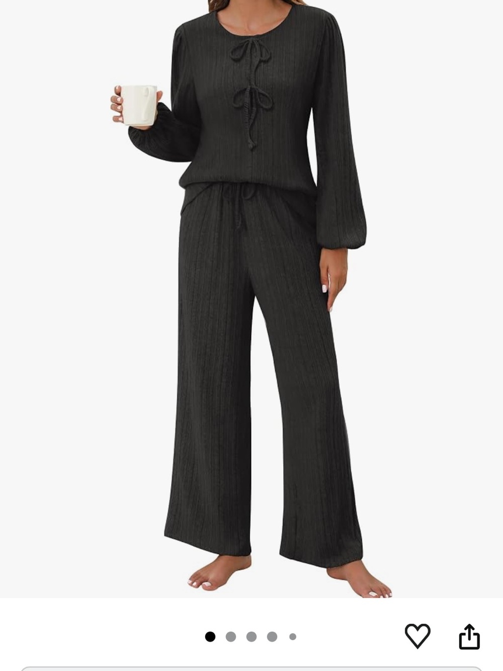 Black Ribbed matching set super soft - Picture 4 of 4